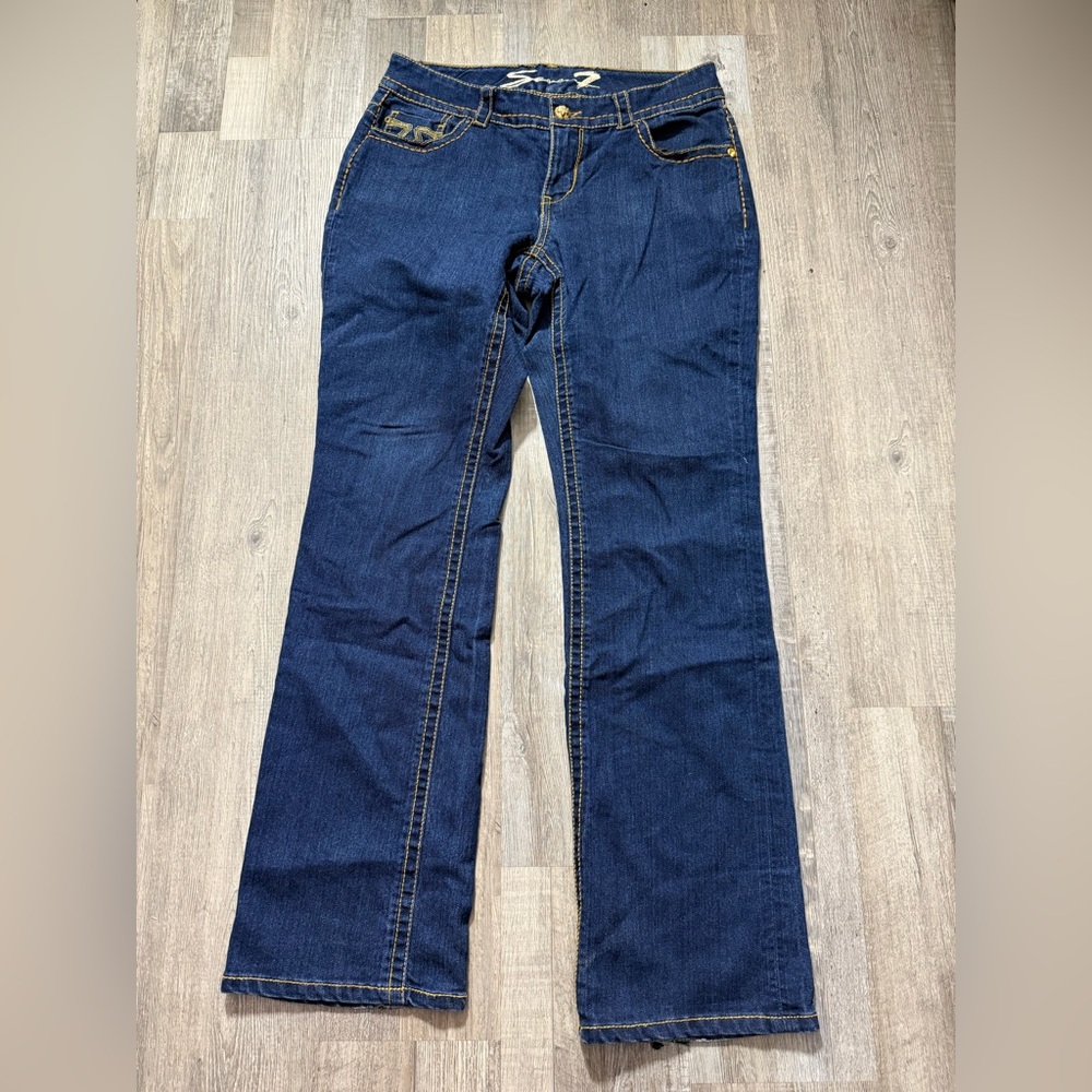 Seven7 Blue Flare Wide Leg Jeans Y2K Denim